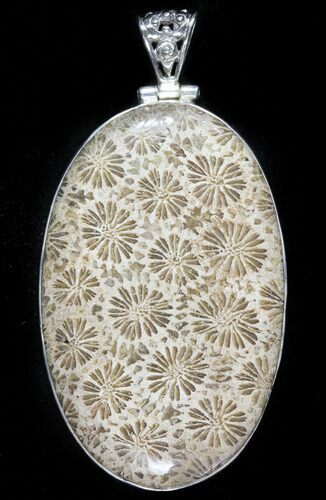 Million Year Old Fossil Coral Pendant - Sterling Silver #48504